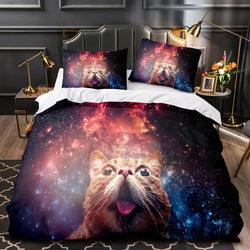 Space Cat Astronaut Cat In Space Bedding Set Duvet Covers Bedding Sets (Online Order Only)