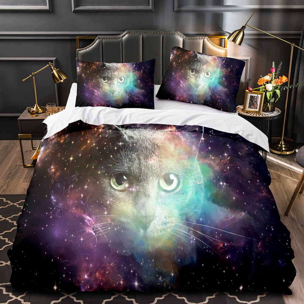 Space Cat Astronaut Cat In Space Bedding Set Duvet Covers Bedding Sets (Online Order Only)