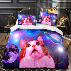 Space Cat Astronaut Cat In Space Bedding Set Duvet Covers Bedding Sets (Online Order Only)
