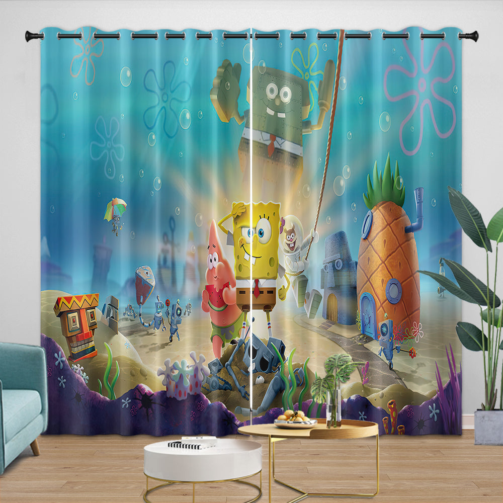 SpongeBob SquarePants Curtains Blackout Window Drapes Room Decoration (ONLINE ORDER ONLY)