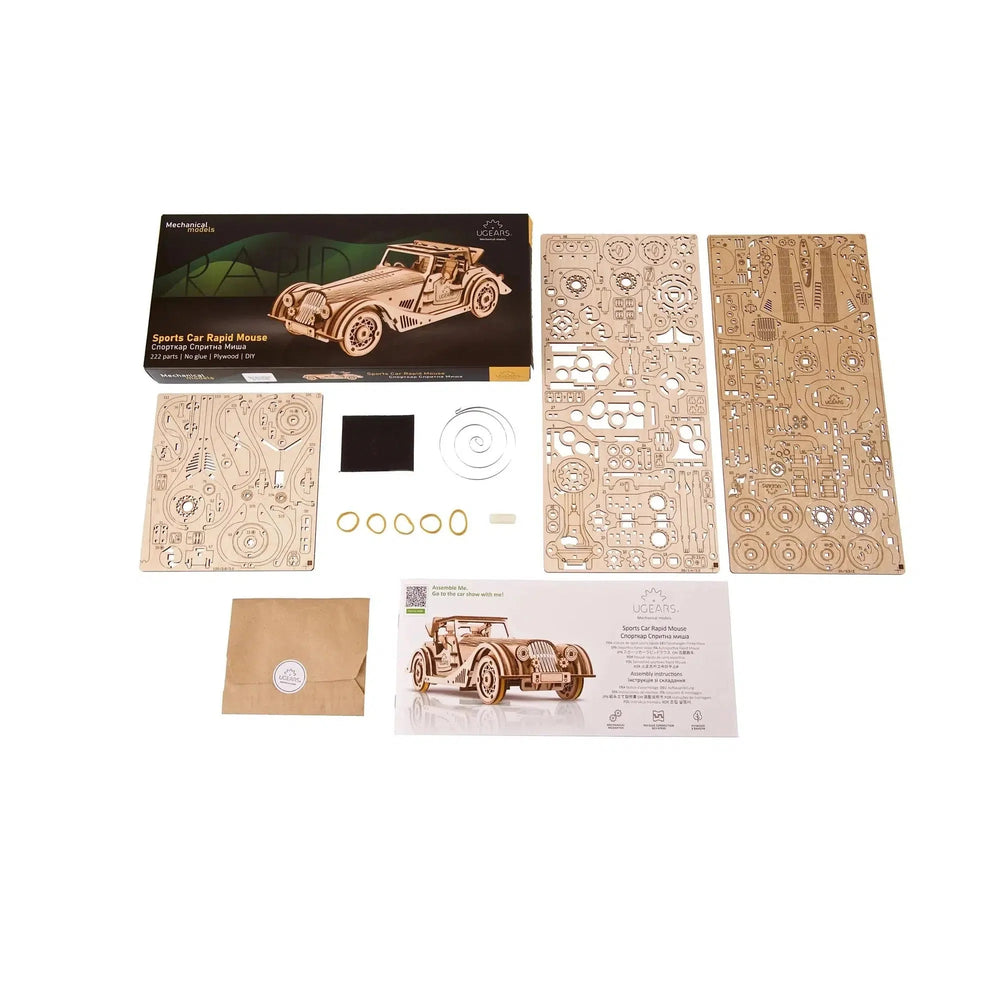 Sports Car Rapid Mouse 3D Wood Model Kit UGEARS (ONLINE ORDER ONLY)