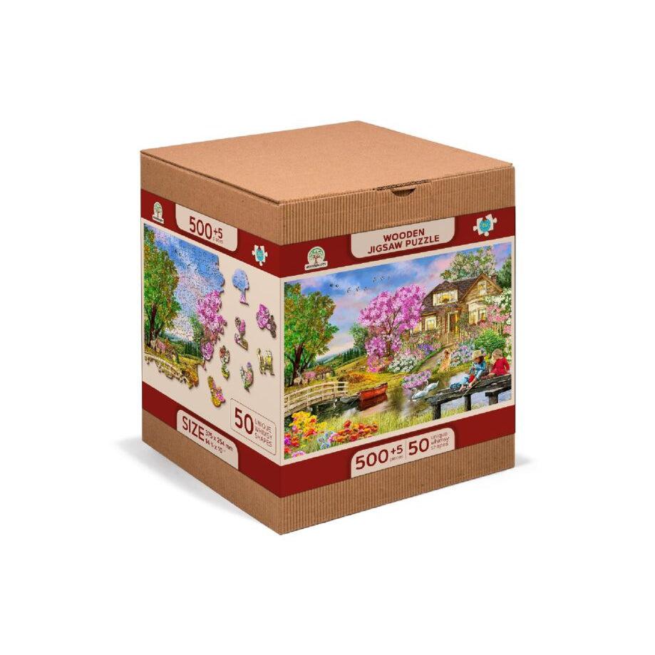 Springtime Cottage 505 Piece Wood Jigsaw Puzzle Wooden City (ONLINE ORDER ONLY)