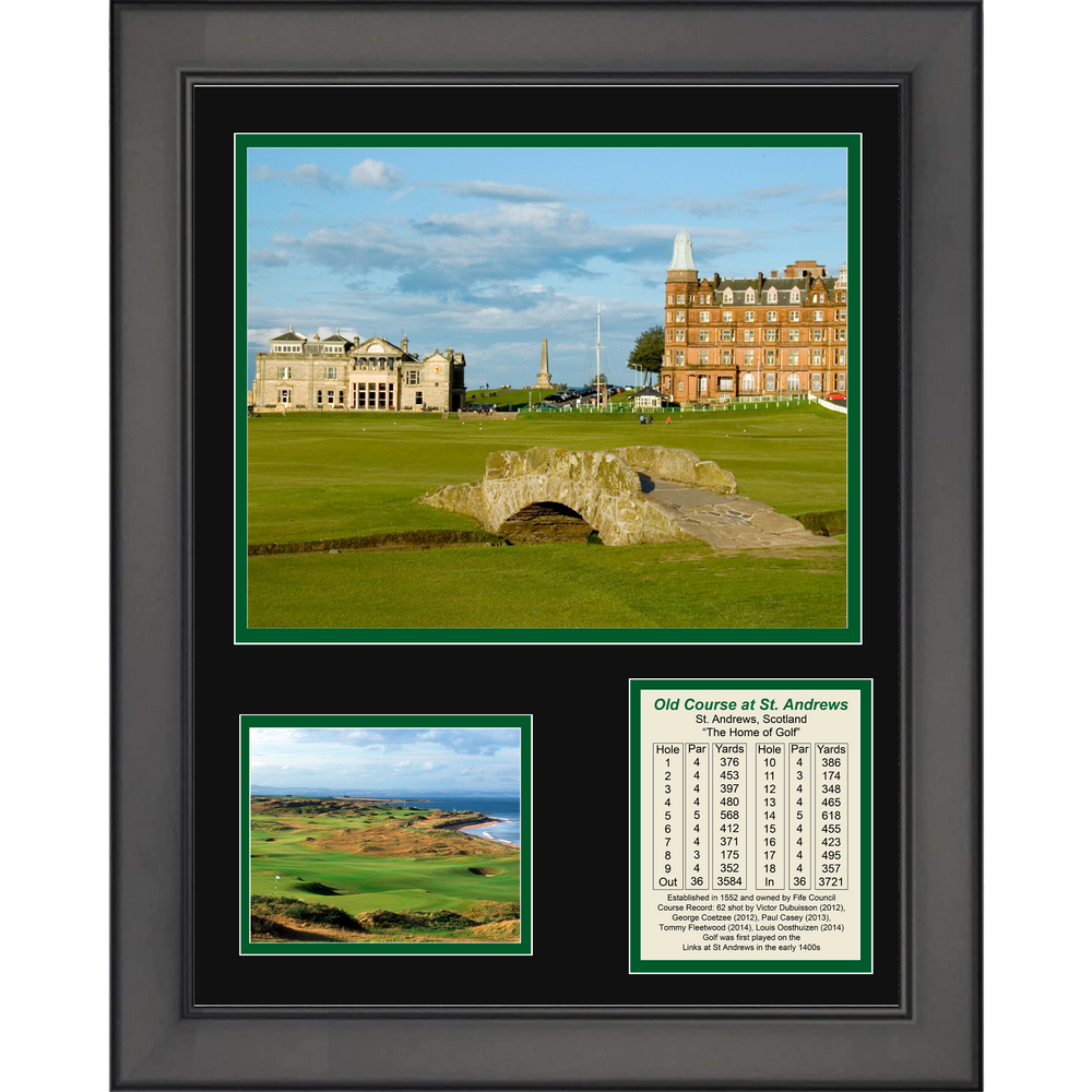 Framed Old Course at St. Andrews  The Home of Golf  LIV PGA Golf 11"x14" Three Photo Collage (ONLINE ORDER ONLY)