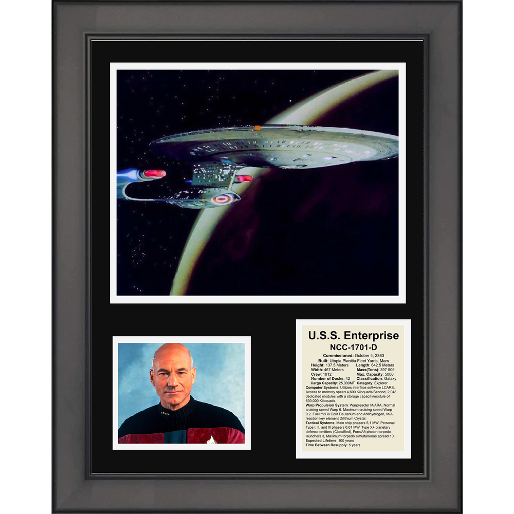Framed Star Trek Next Generation U.S.S Enterprise TV Series 11"x14"Three Photo Collage (ONLINE ORDER ONLY)