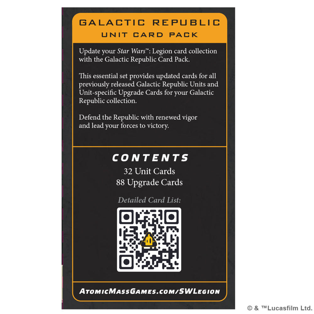 Star Wars Legion: Galactic Republic Unit Card Pack (ONLINE ORDER ONLY)