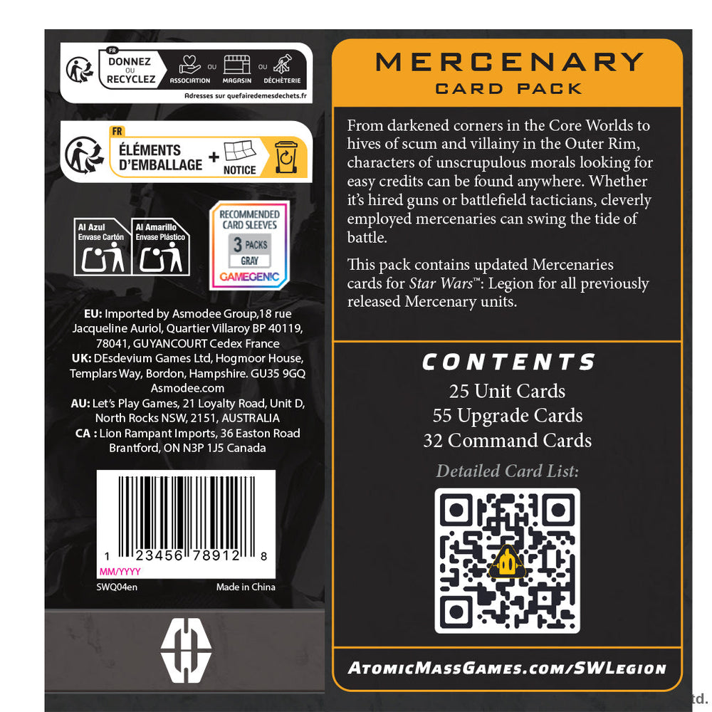 Star Wars Legion: Mercenary Card Pack (ONLINE ORDER ONLY)