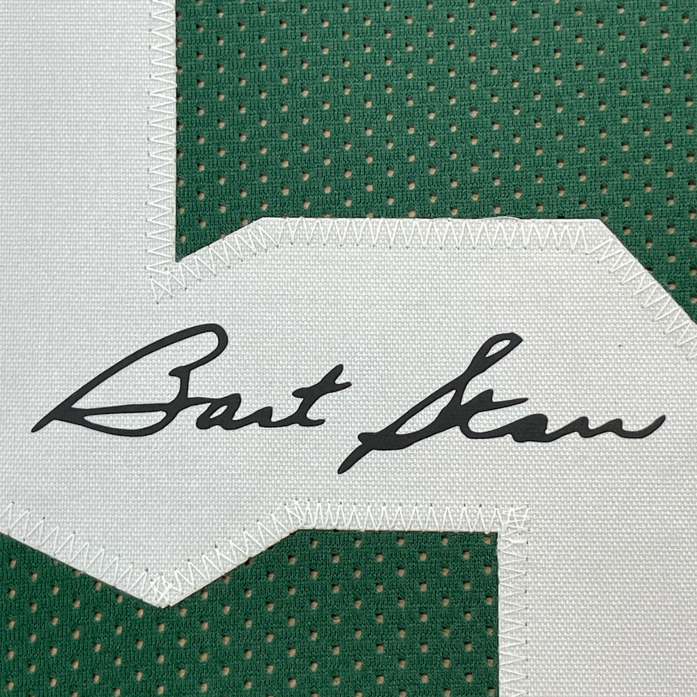 Framed Facsimile Autographed Bart Starr 35x39 Green Bay Green Reprint Laser Auto Football Jersey (ONLINE ORDER ONLY)