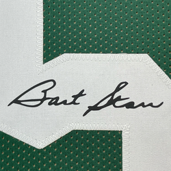 Framed Facsimile Autographed Bart Starr 35x39 Green Bay Green Reprint Laser Auto Football Jersey (ONLINE ORDER ONLY)