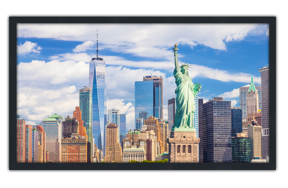 Professionally Framed Statue of Liberty New York City Skyline High-Resolution Panoramic Photo 12x22 Wall Art (ONLINE ORDER ONLY)