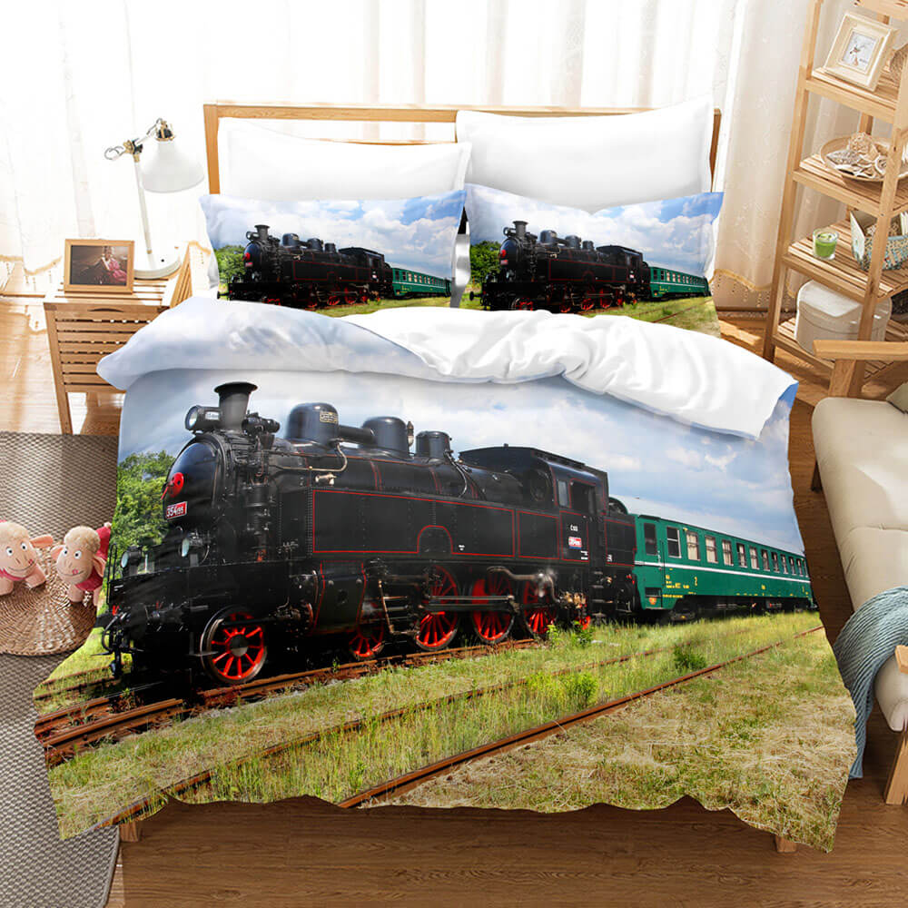 Steam Engine Bedding Set Vintage Locomotive Quilt Cover Without Filler (Online Order Only)