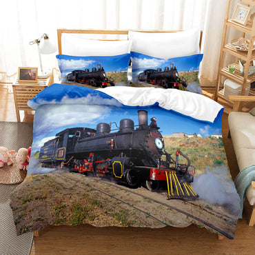 Steam Engine Bedding Set Vintage Locomotive Quilt Cover Without Filler (Online Order Only)