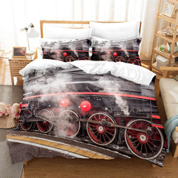 Steam Engine Bedding Set Vintage Locomotive Quilt Cover Without Filler (Online Order Only)