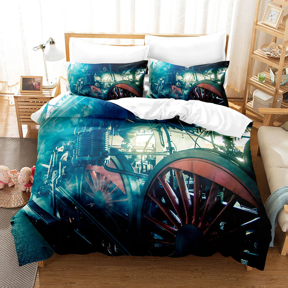 Steam Engine Bedding Set Vintage Locomotive Quilt Cover Without Filler (Online Order Only)
