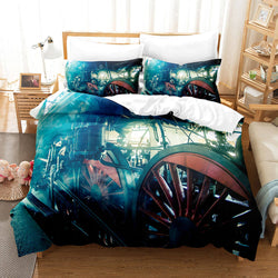 Steam Engine Bedding Set Vintage Locomotive Quilt Cover Without Filler (Online Order Only)