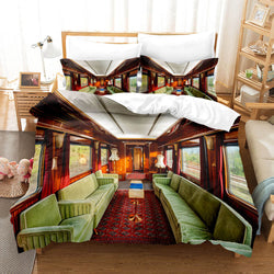 Steam Engine Puff Train Bedding Set Rail Vehicles Quilt Cover Without Filler (Online Order Only)