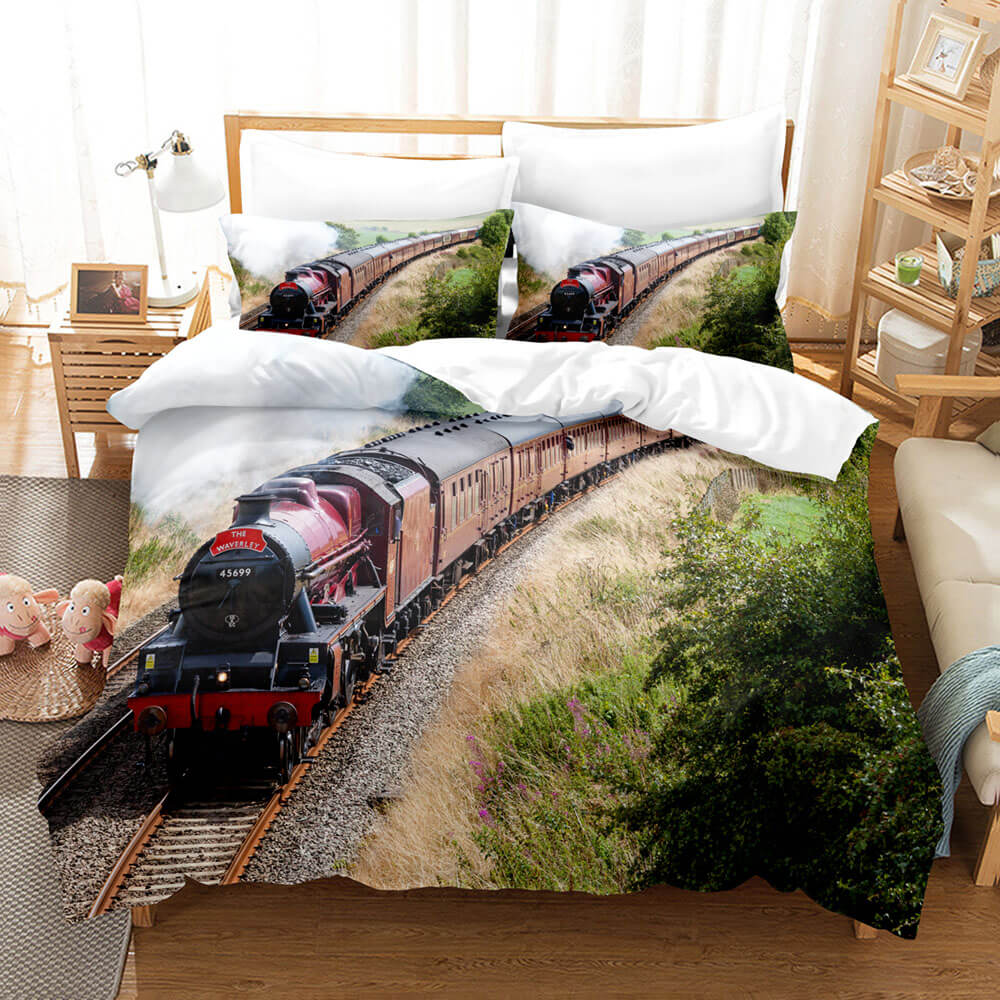 Steam Engine Puff Train Bedding Set Rail Vehicles Quilt Cover Without Filler (Online Order Only)