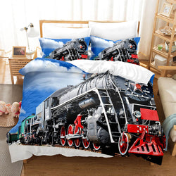 Steam Engine Puff Train Bedding Set Rail Vehicles Quilt Cover Without Filler (Online Order Only)