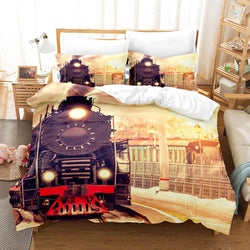 Steam Engine Puff Train Bedding Set Rail Vehicles Quilt Cover Without Filler (Online Order Only)