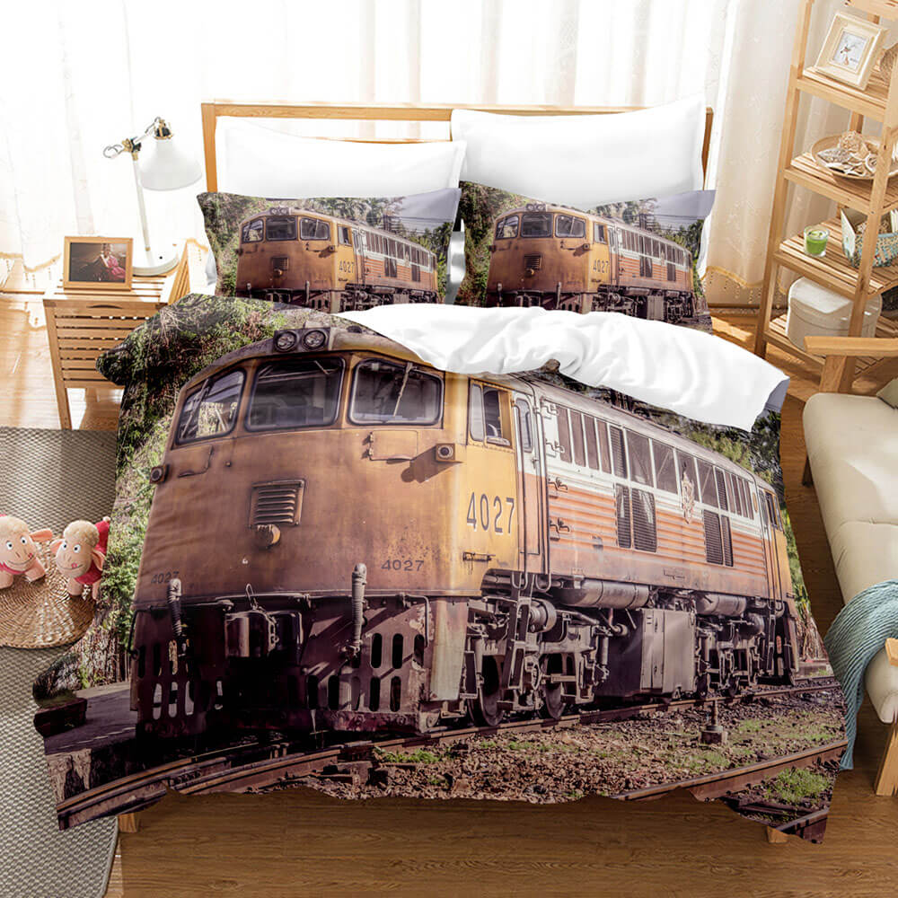 Steam Engine Puff Train Bedding Set Rail Vehicles Quilt Cover Without Filler (Online Order Only)