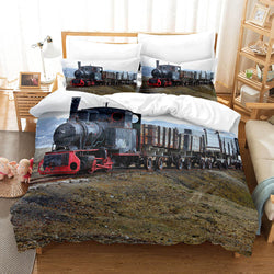 Steam Engine Puff Train Bedding Set Rail Vehicles Quilt Cover Without Filler (Online Order Only)