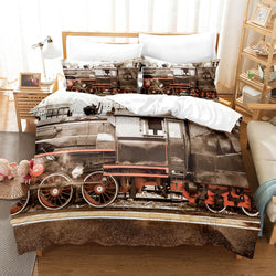 Steam Engine Puff Train Bedding Set Rail Vehicles Quilt Cover Without Filler (Online Order Only)