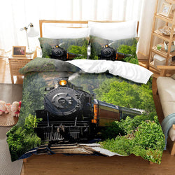 Steam Engine Train Bedding Set Rail Vehicles Quilt Covers Without Filler (Online Order Only)