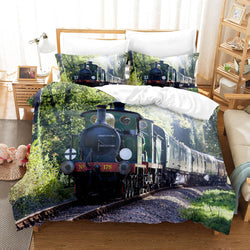 Steam Engine Train Bedding Set Rail Vehicles Quilt Covers Without Filler (Online Order Only)