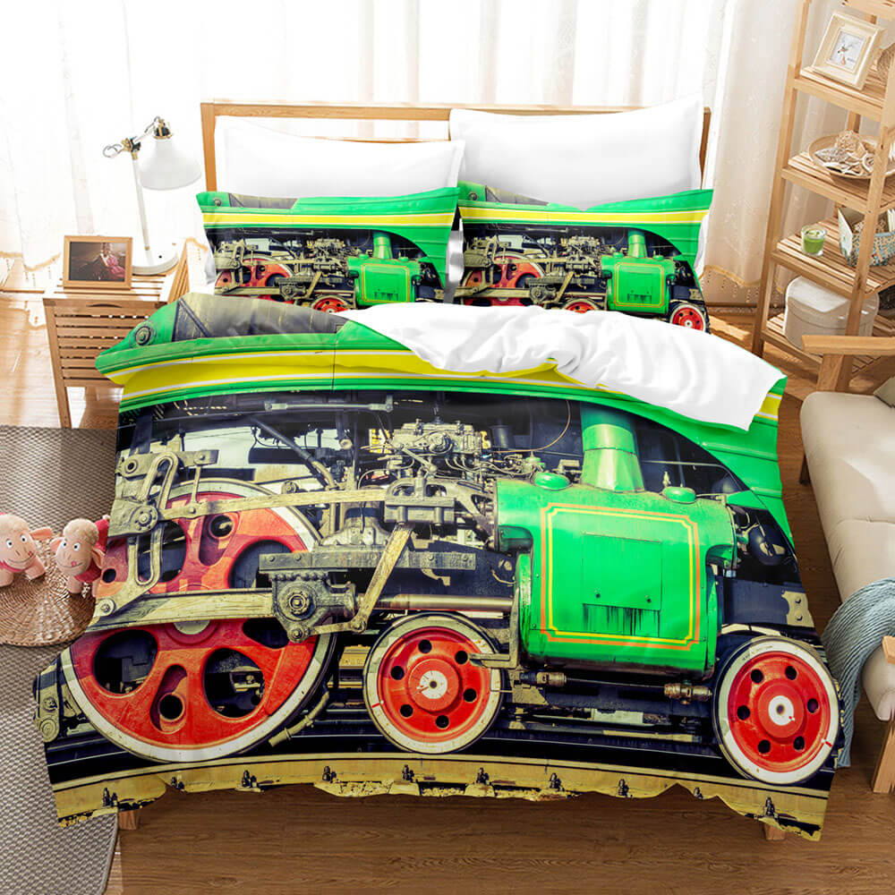 Steam Engine Train Bedding Set Rail Vehicles Quilt Covers Without Filler (Online Order Only)