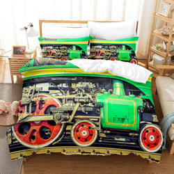 Steam Engine Train Bedding Set Rail Vehicles Quilt Covers Without Filler (Online Order Only)