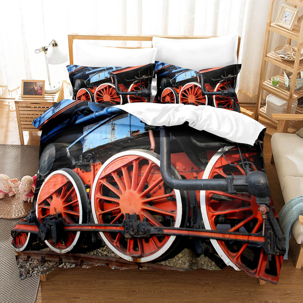Steam Engine Train Vintage Locomotive Bedding Set Quilt Cover Without Filler (Online Order Only)