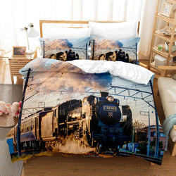 Steam Engine Train Vintage Locomotive Bedding Set Quilt Cover Without Filler (Online Order Only)