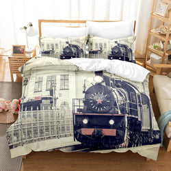 Steam Engine Train Vintage Locomotive Bedding Set Quilt Cover Without Filler (Online Order Only)