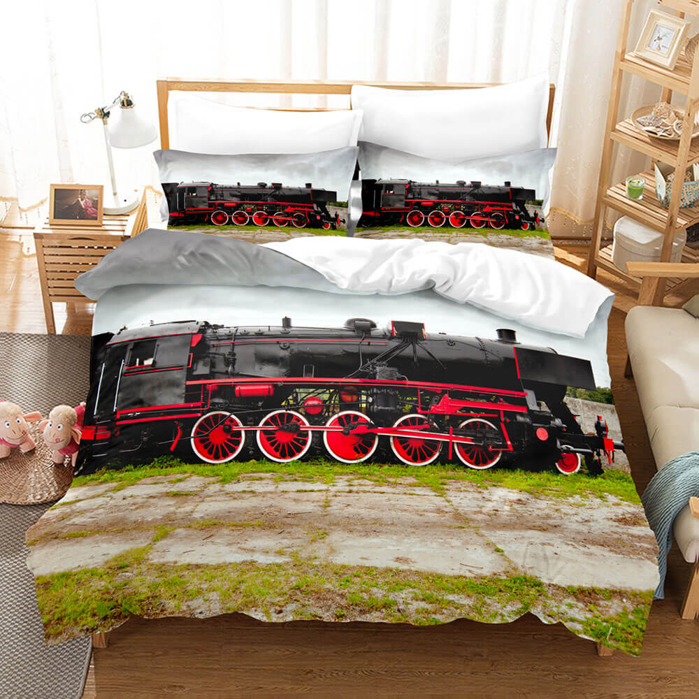 Steam Engine Train Vintage Locomotive Bedding Set Quilt Cover Without Filler (Online Order Only)