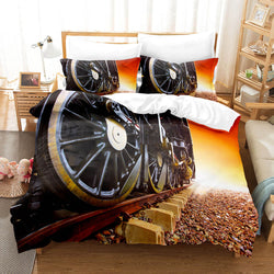 Steam Engine Train Vintage Locomotive Bedding Set Quilt Cover Without Filler (Online Order Only)
