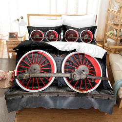Steam Engine Train Vintage Locomotive Bedding Set Duvet Covers Pillowcases (Online Order Only)