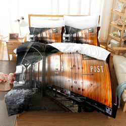 Steam Engine Train Vintage Locomotive Bedding Set Duvet Covers Pillowcases (Online Order Only)