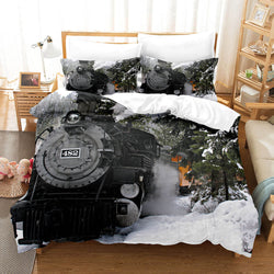 Steam Engine Train Vintage Locomotive Bedding Set Duvet Covers Sets (Online Order Only)