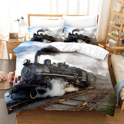Steam Engine Train Vintage Locomotive Bedding Set Duvet Covers Sets (Online Order Only)
