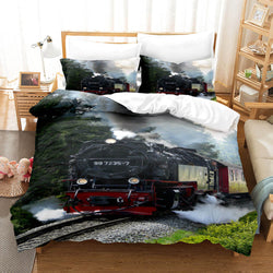 Steam Engine Train Vintage Locomotive Bedding Set Duvet Covers Sets (Online Order Only)