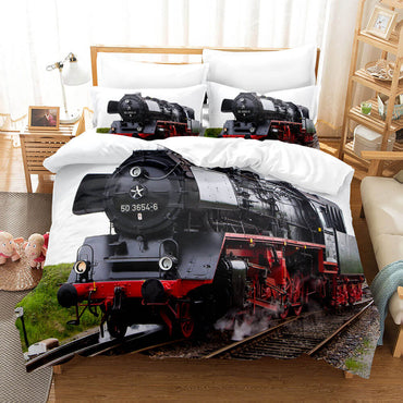 Steam Engine Train Vintage Locomotive Bedding Set Duvet Covers Sets (Online Order Only)