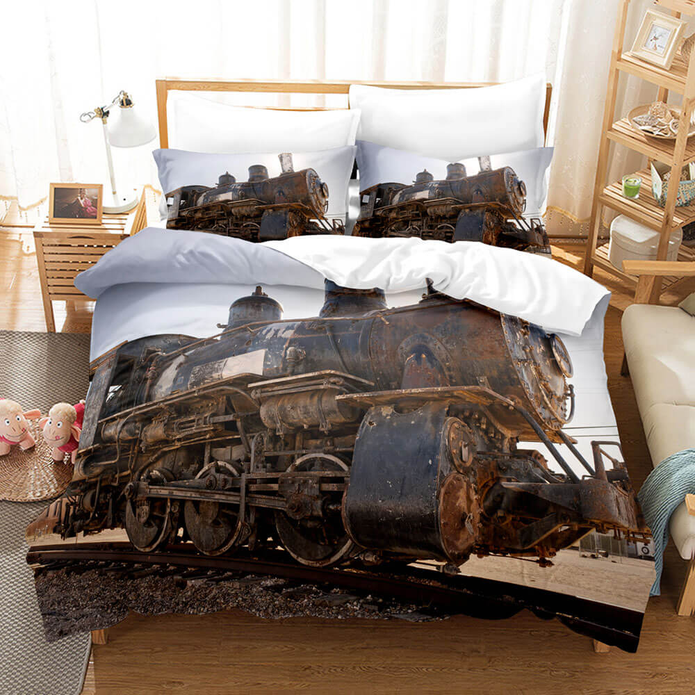 Steam Engine Train Vintage Locomotive Bedding Set Duvet Covers Sets (Online Order Only)