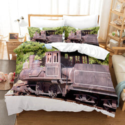 Steam Engine Train Vintage Locomotive Bedding Set Duvet Covers Sets (Online Order Only)
