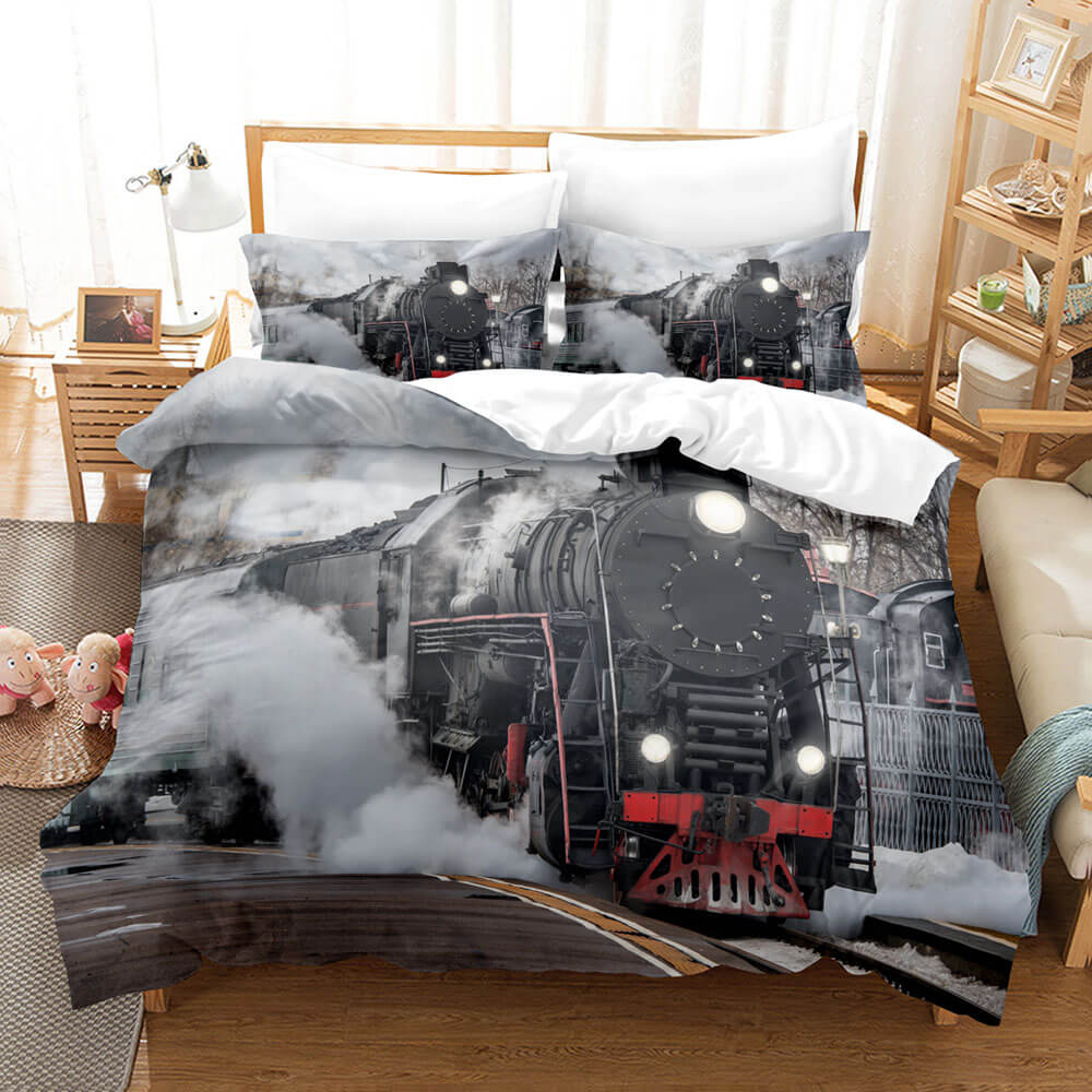 Steam Engine Vintage Locomotive Bedding Set Quilt Covers Without Filler (Online Order Only)