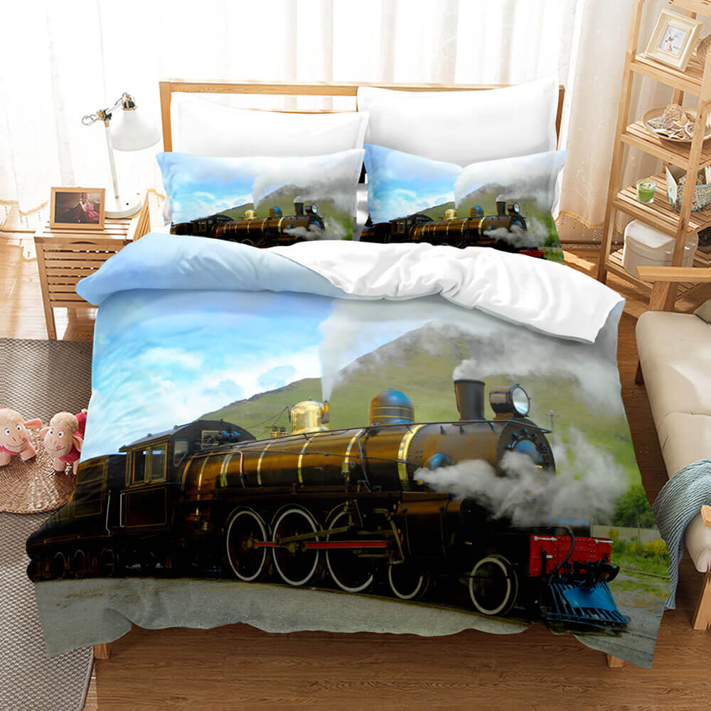 Steam Engine Vintage Locomotive Bedding Set Quilt Covers Without Filler (Online Order Only)