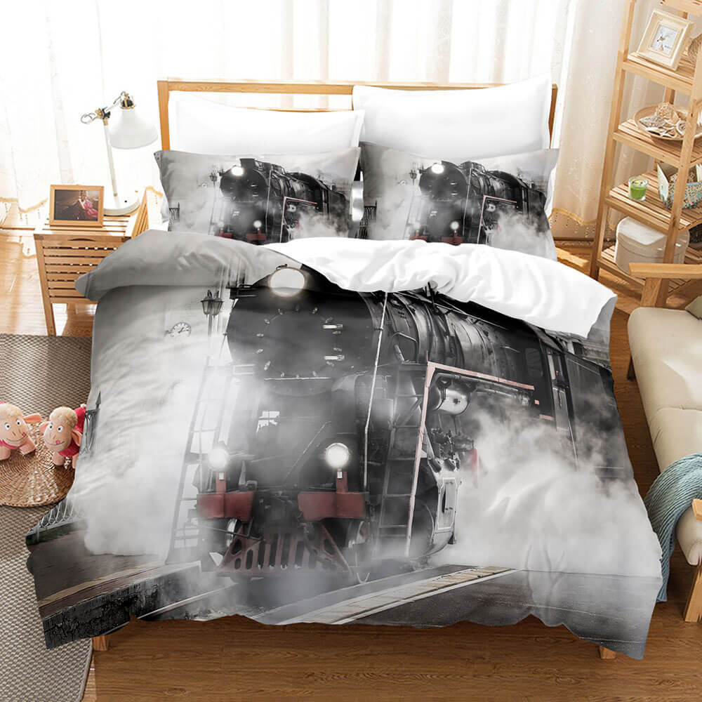 Steam Engine Vintage Locomotive Bedding Set Quilt Covers Without Filler (Online Order Only)