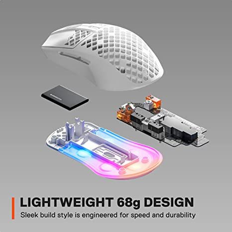 SteelSeries Aerox 3 Wireless Ultra Lightweight USB RGTB Optical Gaming Mouse - Snow (Online Order Only)