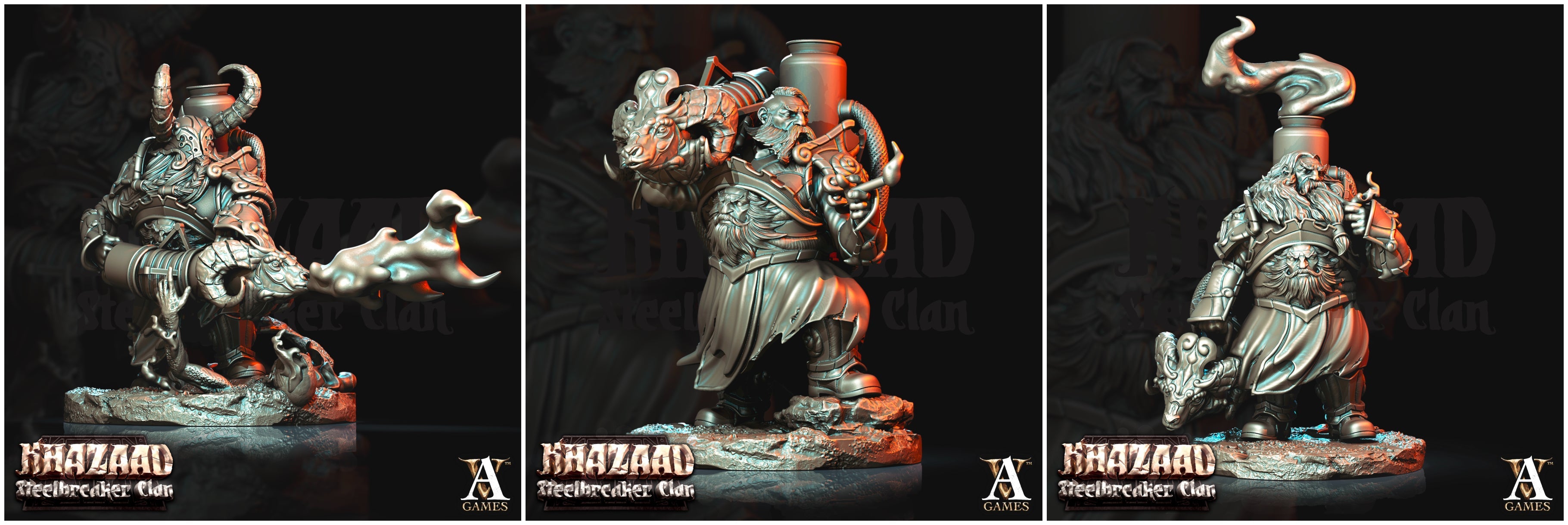 3D Printed Archvillain Games Khazaad Steelbreaker Clan - Steelbreaker Firespitters 28mm 32mm D&D (Online Only)