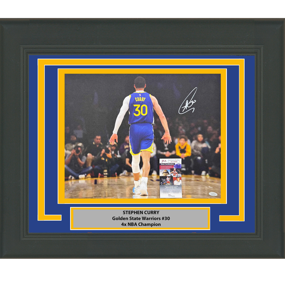Framed Autographed/Signed Stephen Steph Curry Golden State Warriors 16x20 Basketball Photo JSA COA (ONLINE ORDER ONLY)