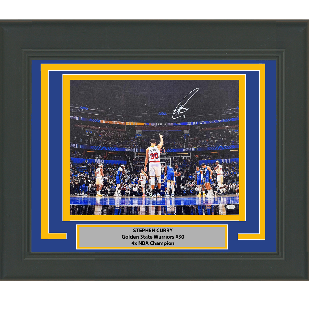 Framed Autographed/Signed Stephen Steph Curry Golden State Warriors 16x20 Basketball Photo JSA COA (ONLINE ORDER ONLY)