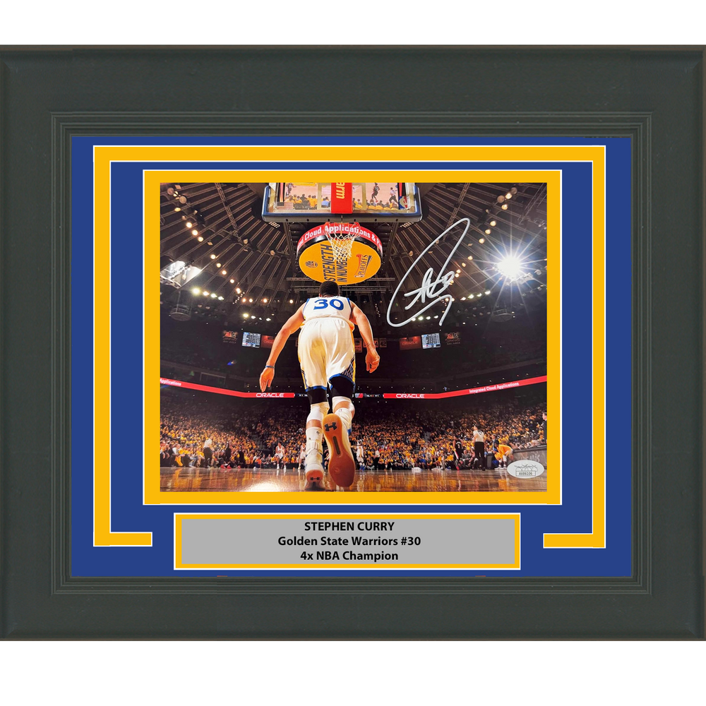 Framed Autographed/Signed Stephen Steph Curry Golden State Warriors 8x10 Basketball Photo JSA COA (ONLINE ORDER ONLY)